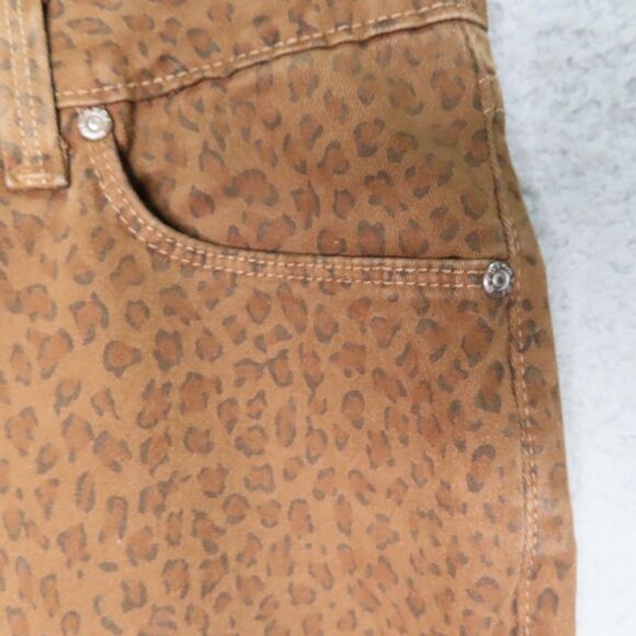 NYDJ Ankle Pants 14 Brown Cheetah Print Mid Rise 5 Pockets Ankle Cotton Blend - Picture 3 of 12